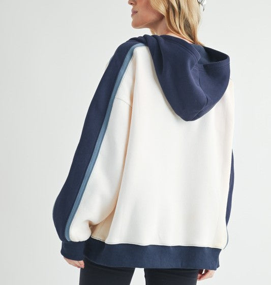 Blue Colorblock Hoodie