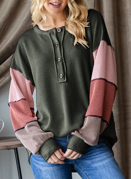 Urban Ribbed Solid Color Block Top