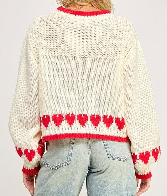 Heart Cuffs Knit Sweater