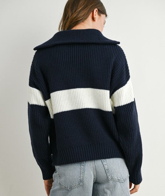 Neck Zip Navy Sweatshirt