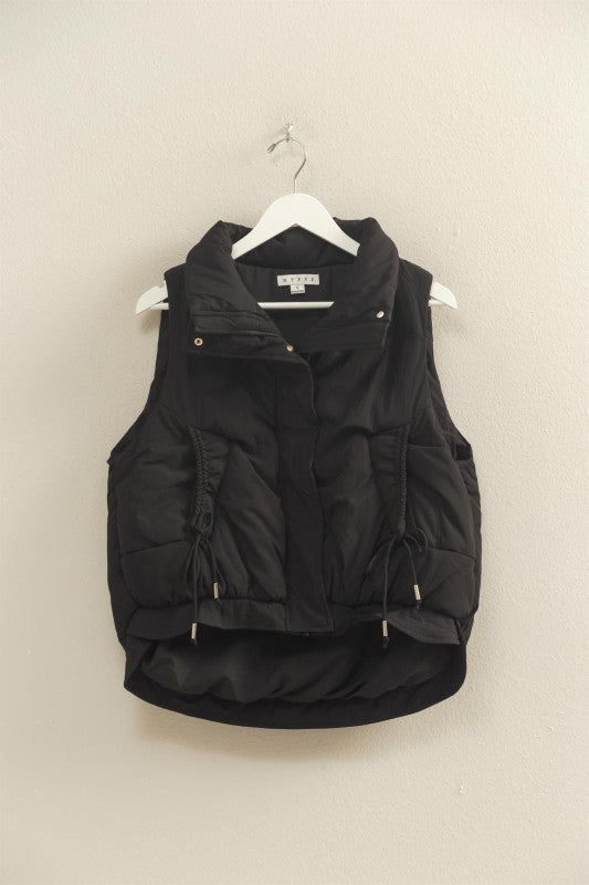 High Neck Puffer Vest Black