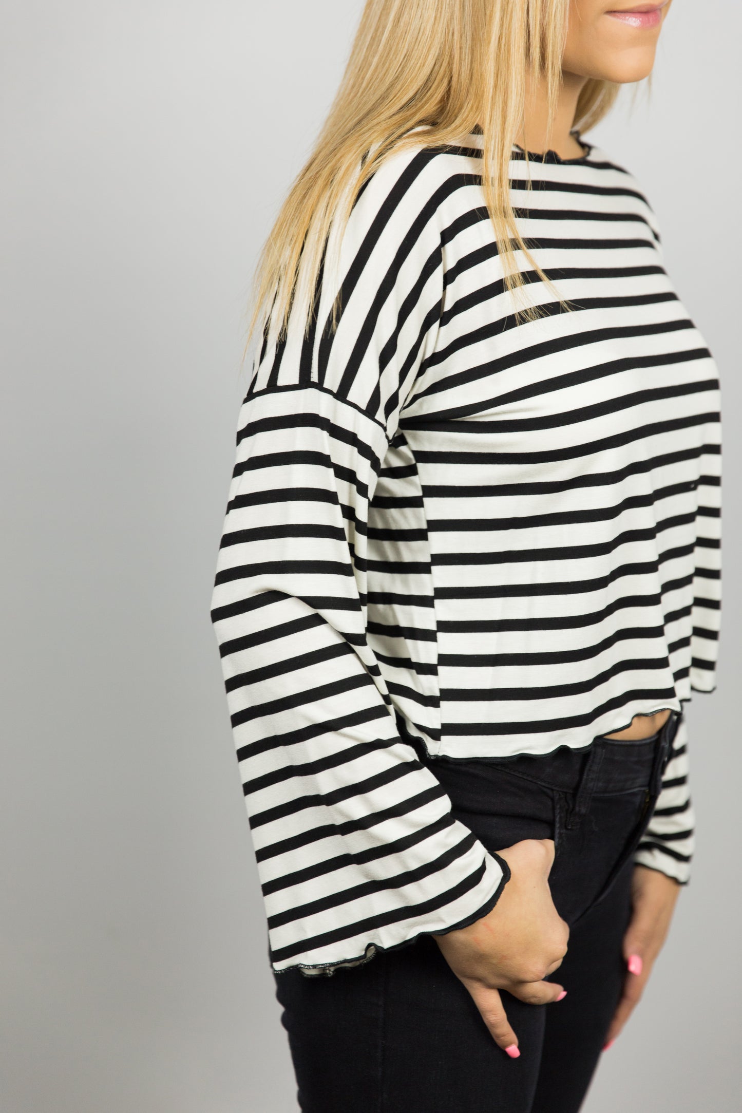Striped Ruffled Edge Top