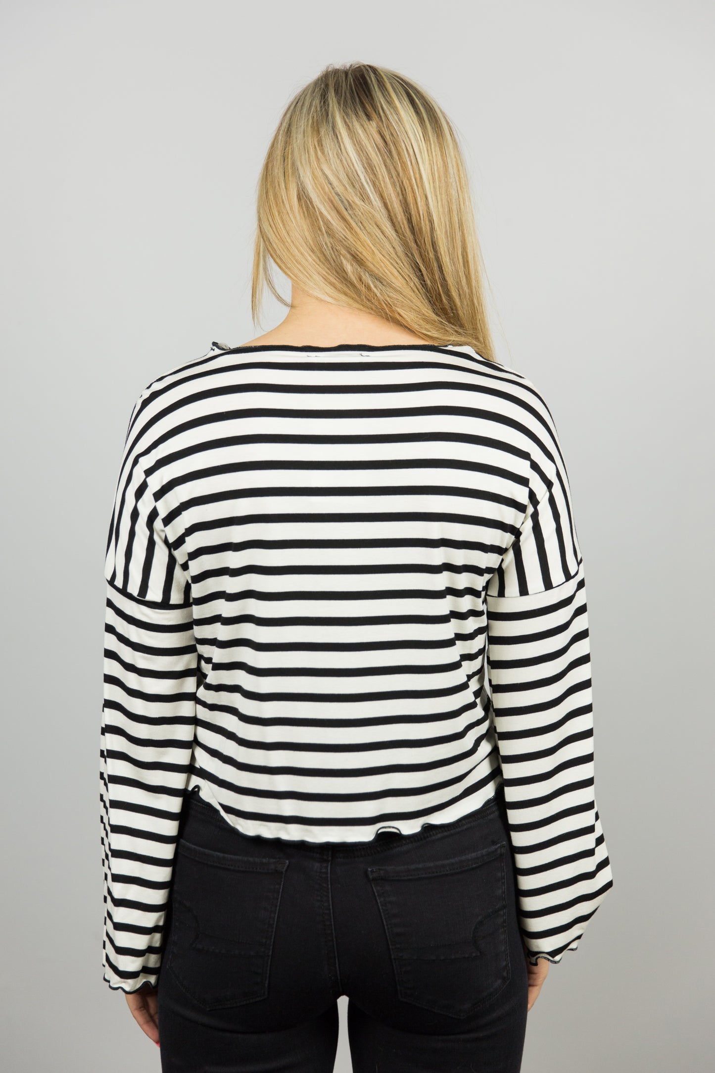 Striped Ruffled Edge Top