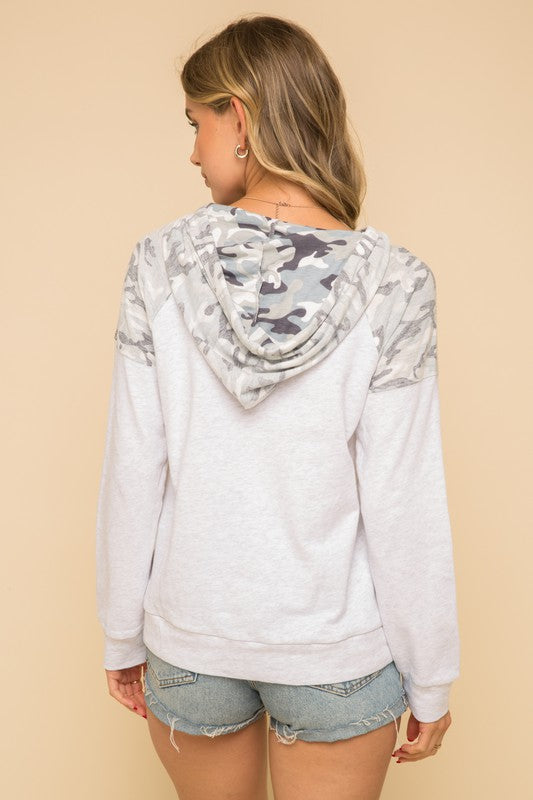 Vintage Camo Printed Hoodie