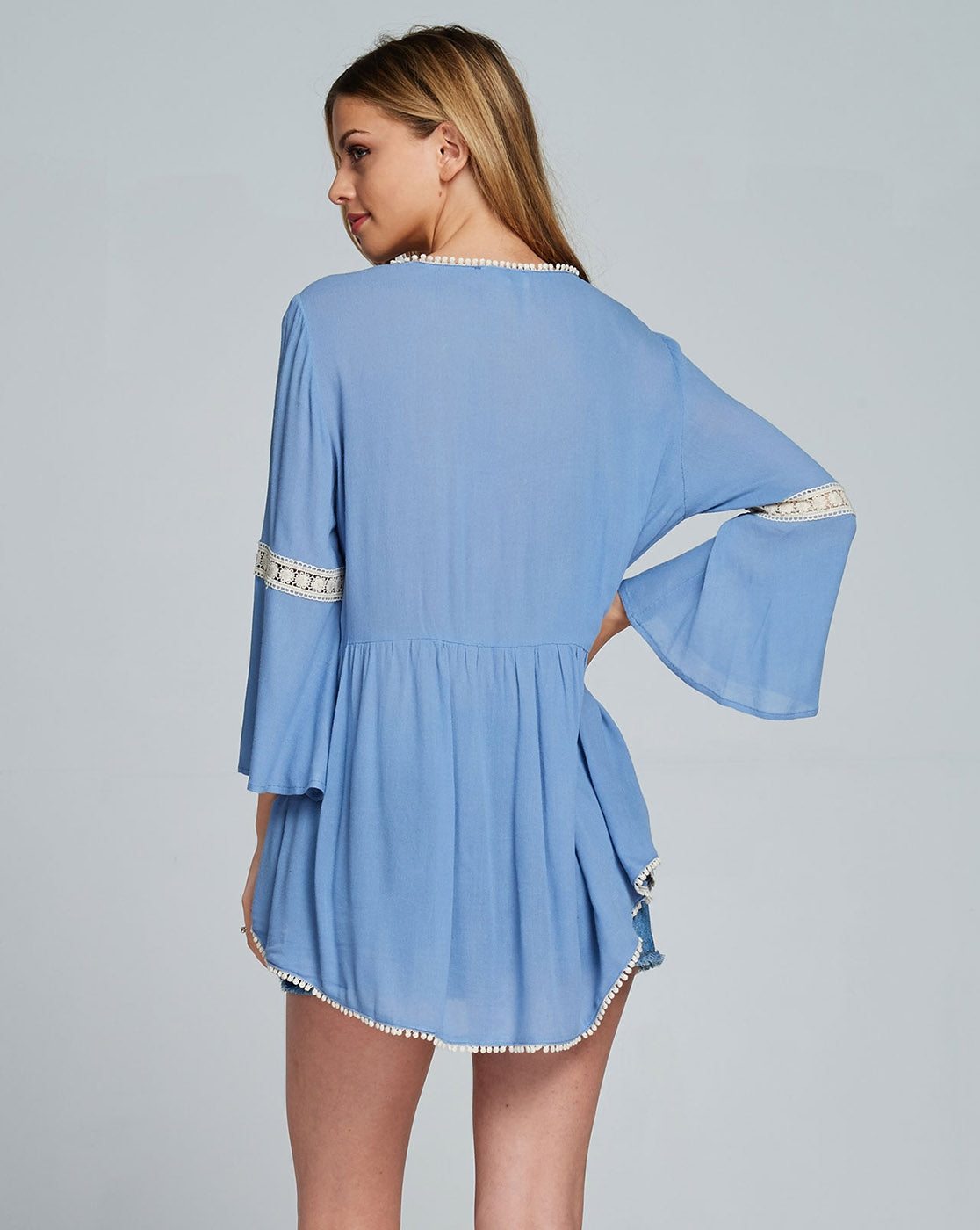 Lace Trim Peasant Top