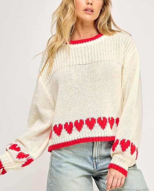 Heart Cuffs Knit Sweater
