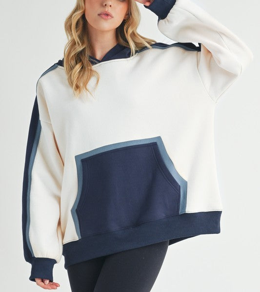 Blue Colorblock Hoodie
