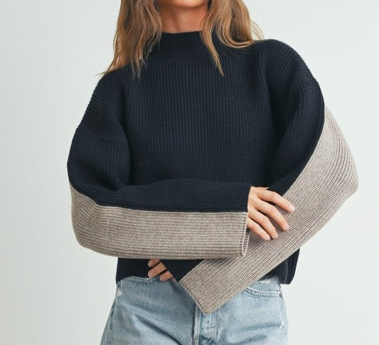 Two Toned Turtleneck Sweater