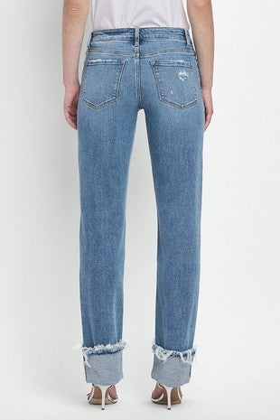 Lovervet Mid Rise Full Length Cuffed Straight