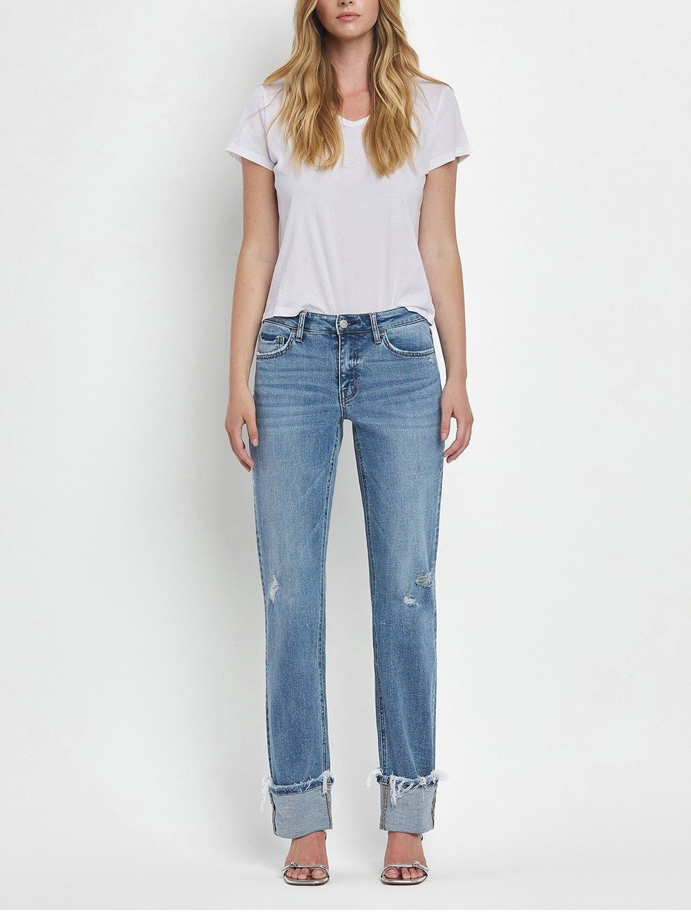 Lovervet Mid Rise Full Length Cuffed Straight