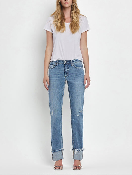 Lovervet Mid Rise Full Length Cuffed Straight