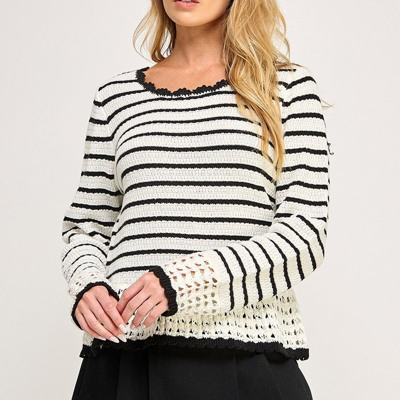 Cable Peplum Sweater Top