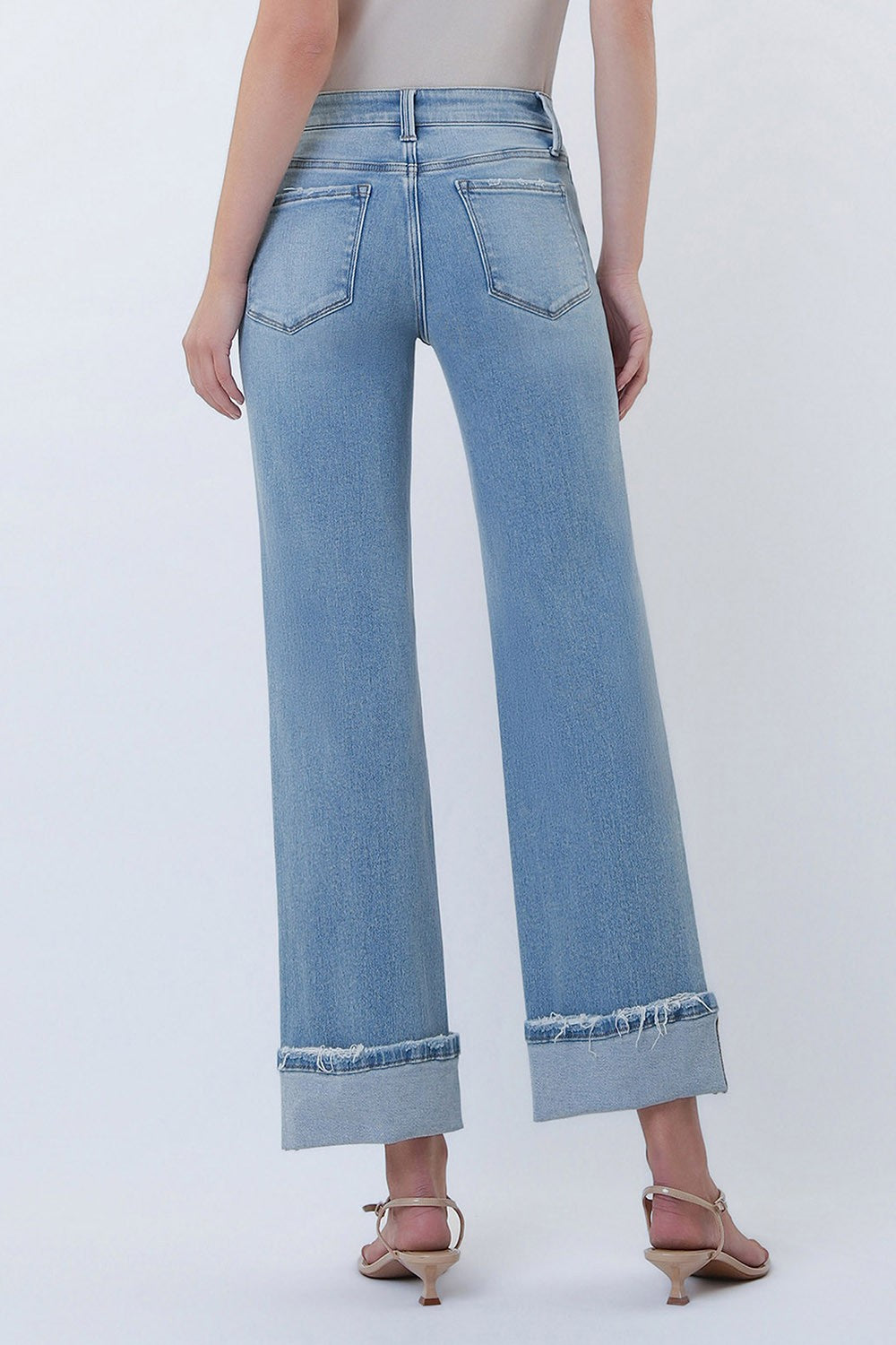 Lovervet Mid Rise Medium Light Cuffed Slim Wide Jean