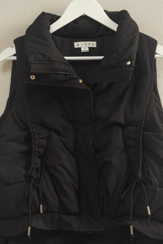 High Neck Puffer Vest Black