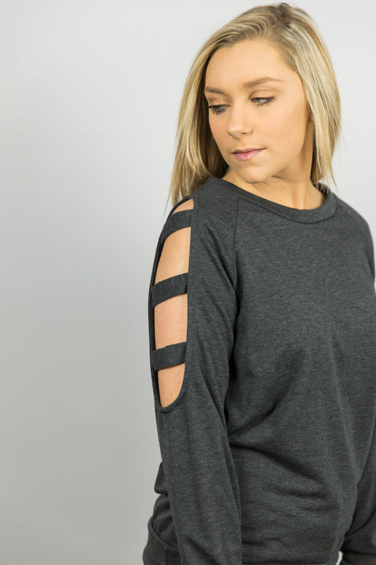 Cold Shoulder Ladder Cutout Top