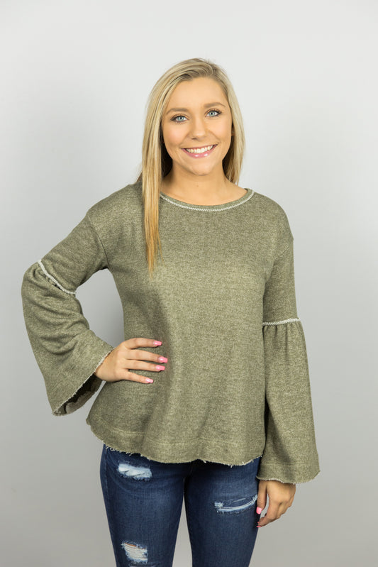 Olive Bell Sleeve Top