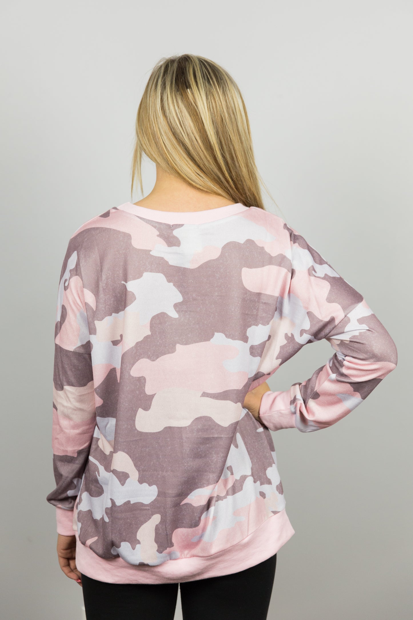 Camo Print Casual Long Sleeve Top