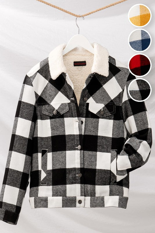 Fleece Lined Black Checkered Jacket