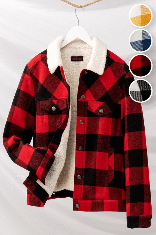 Fleece Lined Red Checkered Jacket