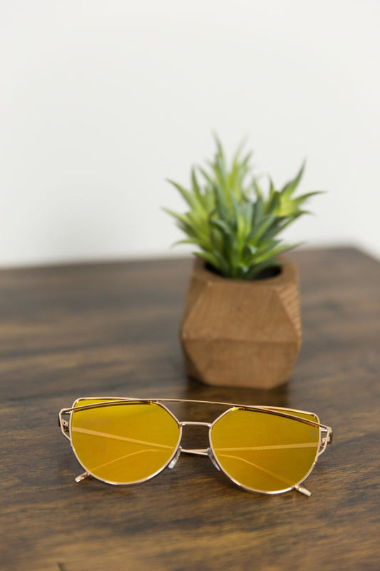 Gold Rimmed Sunnies with Mirrored Lenses