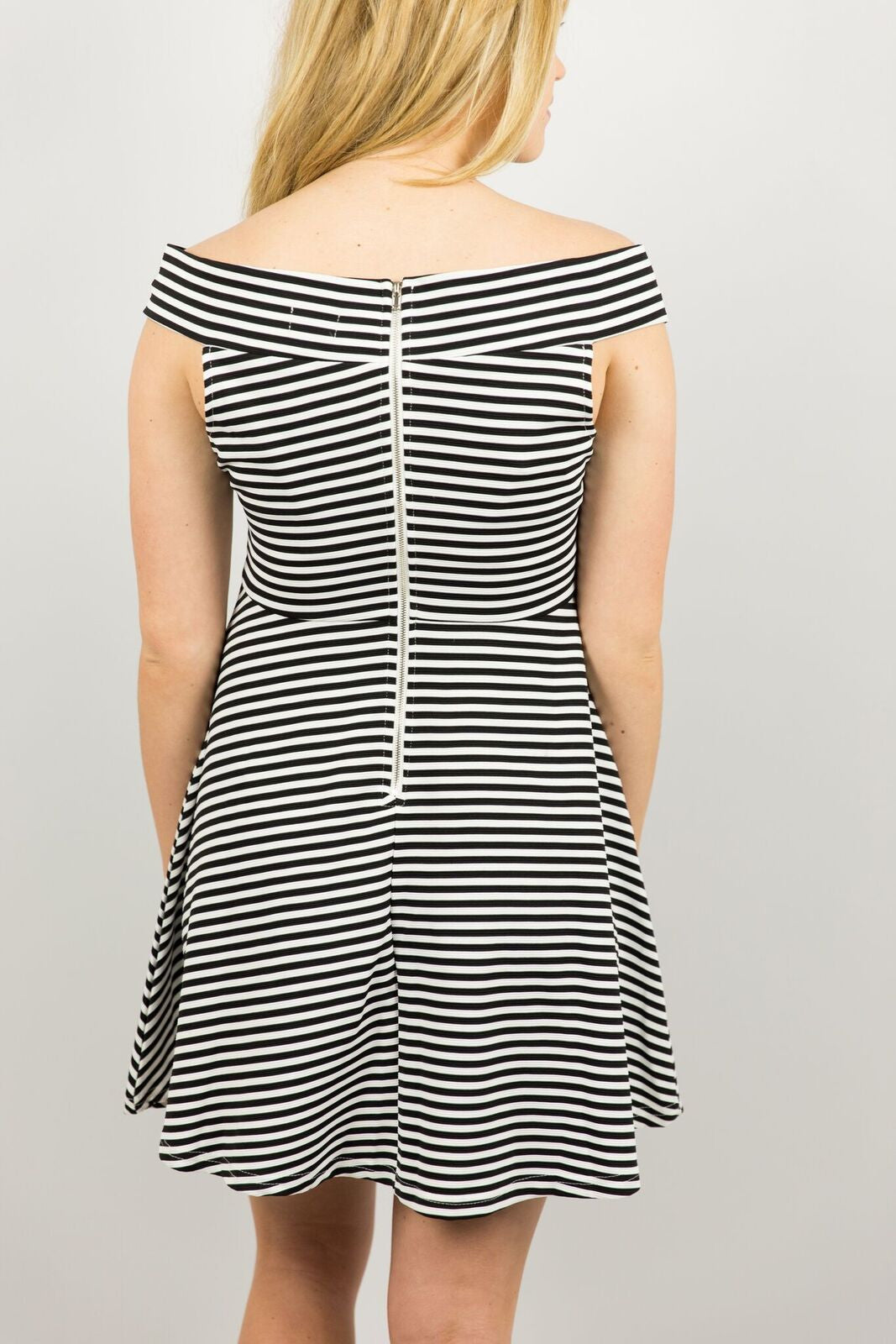 Elysian Off-the-Shoulder Striped Dress