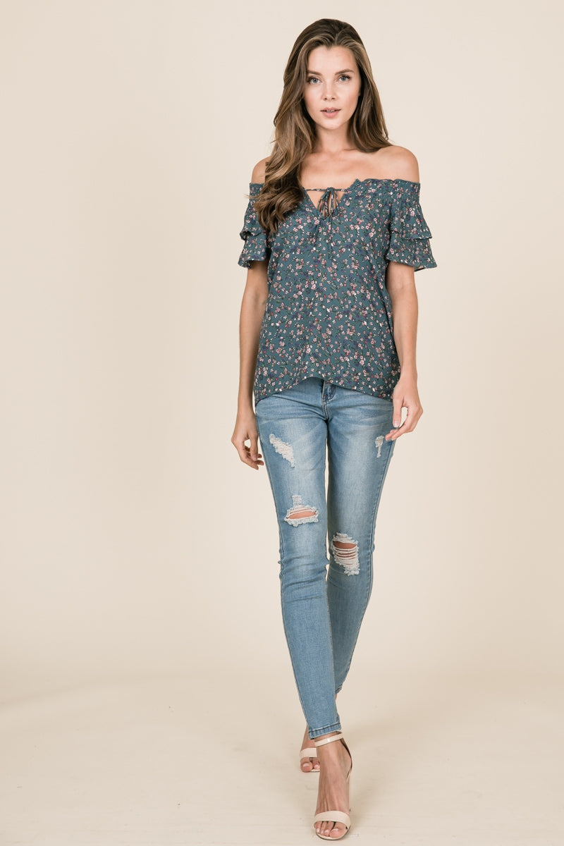 Floral off the shoulder top