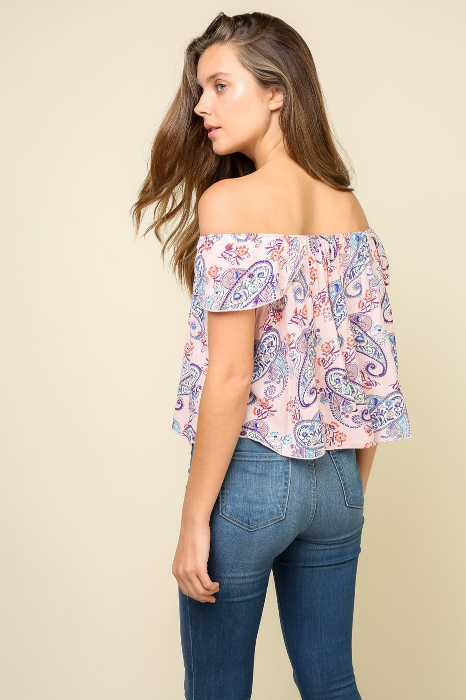 Pink Off Shoulder Cap Sleeve Top