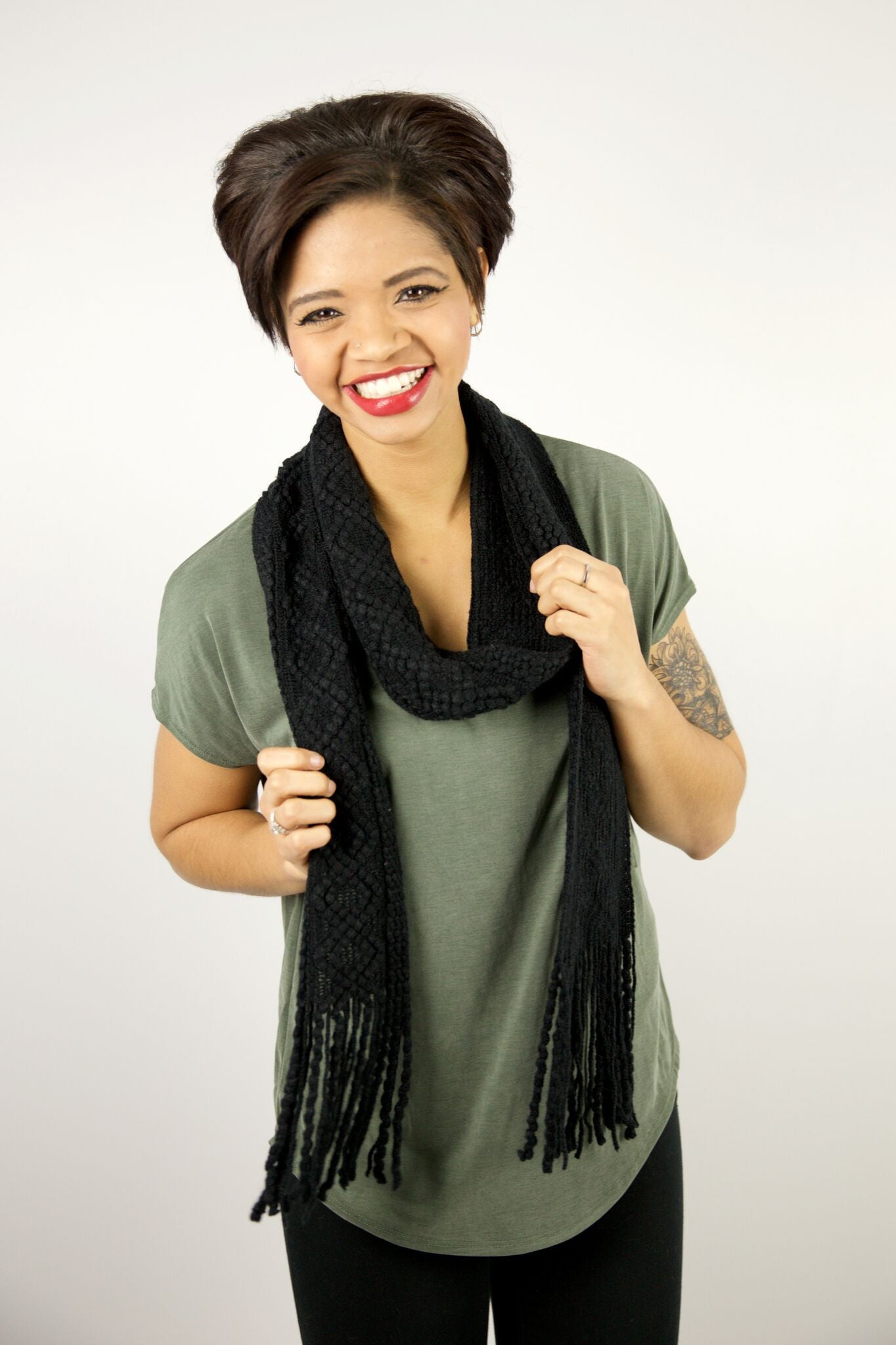 Black Skinny Knit Scarf