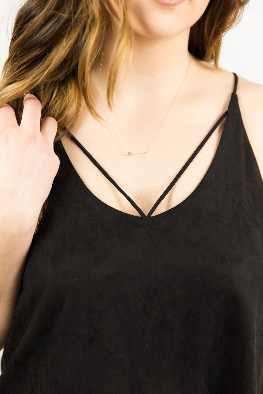 Suede Cami with Cross Strap Detail