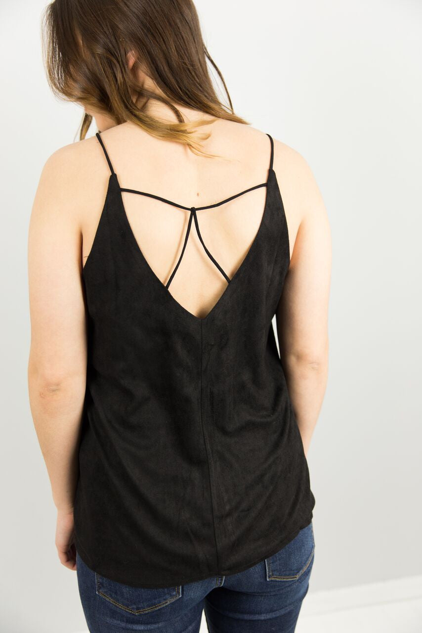 Suede Cami with Cross Strap Detail